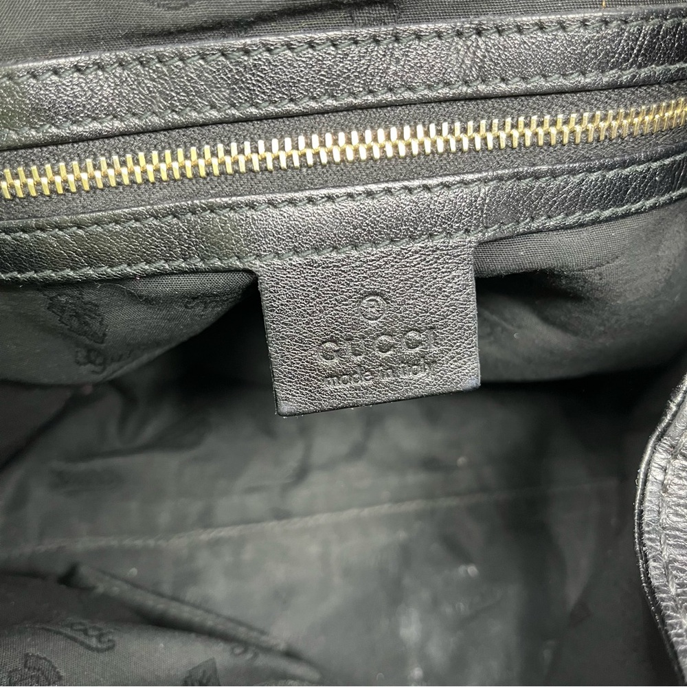 Vintage Gucci Charlotte GG Logo Monogram Shoulder Hobo Bag Tote Black Leather - Picture 10 of 14